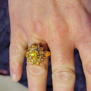 Gold plated on stainless steel citrine ring